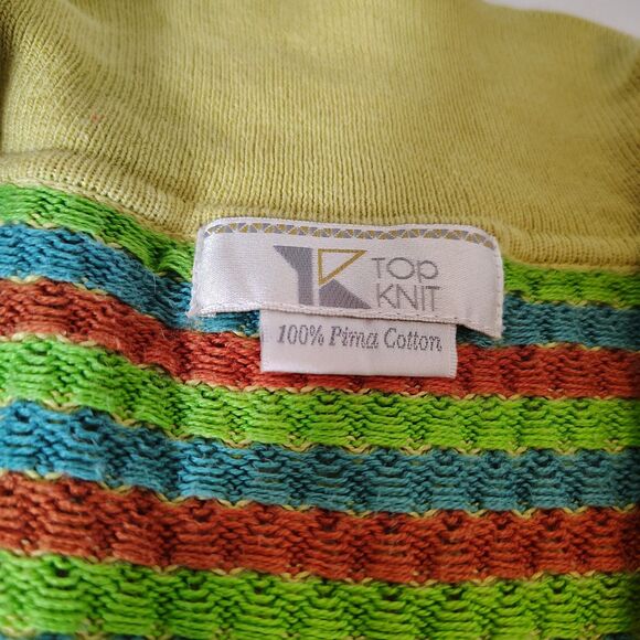Vtg 70s Top Knit Striped Textured Mod Sweater Rainbow Colorful Retro Size Medium - Picture 5 of 5